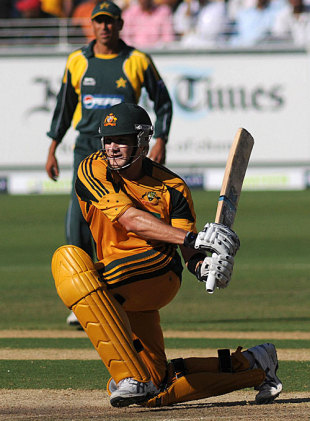 Shane Watson blasts one through the on side, Pakistan v Australia, 1st ODI, Dubai, April 22, 2009