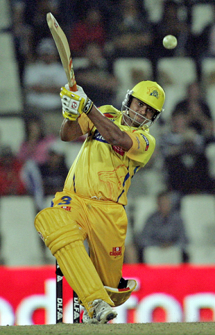 Suresh Raina launches it over extra cover, Chennai Super Kings v Rajasthan Royals, IPL, 22nd match, Centurion, April 30, 2009