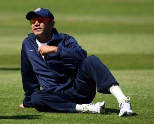Virender Sehwag takes a breather during a training session, Lord's, May 30, 2009