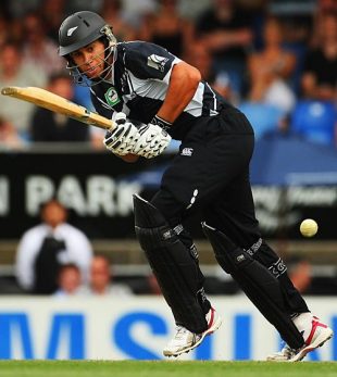 Ross Taylor plays one on the leg side, New Zealand v West Indies, 4th ODI, Auckland, January 10, 2009